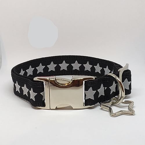 Jimmy und Katz Hundehalsband Sterne weiß/schwarz 35-58cm x 2,5cm von Jimmy und Katz