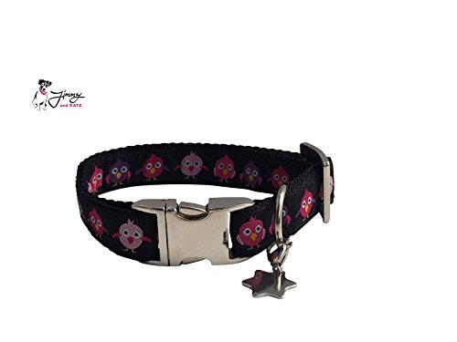 Jimmy und Katz Hundehalsband Vögel Pink 26-40cm x 2cm von Jimmy und Katz