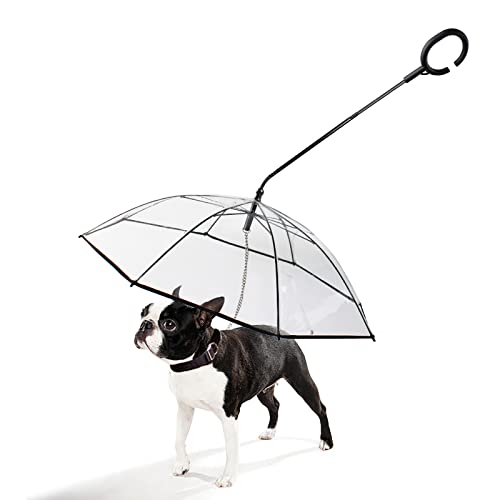 Haustier Hund Regenschirmkette, verstellbarer transparenter Hundeschirm, umweltfreundlicher Stahlrahmen, robust und langlebig, winddicht, geeignet für Hunde im Freien, Regen und Schneewetter von JinKeHong