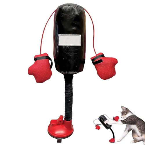 JinXsen Cat Punching Bag Toy, Mini Boxing Punching Bag Cat Toy, Punching Bag with Gloves Cat Toy, Interactive Cat Toys for Indoor Cats, Cat Toys for Bored Indoor Cats von JinXsen