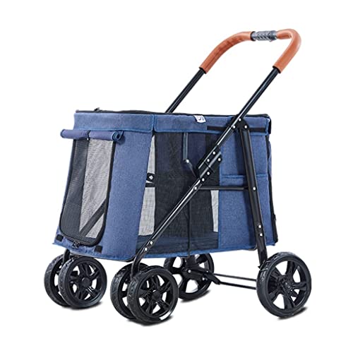 Großer Hundekinderwagen Haustierkinderwagen Faltbarer Kinderwagen Großer Kinderwagen Outdoor-Reisekinderwagen (Color : Blue, Size : 85 * 62 * 103cm) von JingYi Store