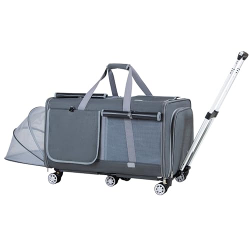 Haustier-Trolley-Box Große Haustiertasche Tragbare Katzentasche Für Ausflüge Auto-Zwinger Hunde-Kinderwagen (Color : Gray(A), Size : 71 * 35 * 38cm) von JingYi Store