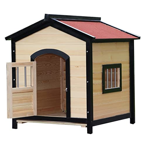 Hundehütte Aus Massivem Holz Für Den Außenbereich Regen- Und wasserdichte Hundehütte Kleiner Und Mittelgroßer Hundekäfig Haustierhütte(Size:112 * 100 * 105cm) von JingYi Store