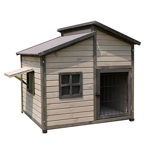 Hundehütte Aus Massivem Holz Hundehütte Im Freien Großer Hundekäfig Hundehütte Im Freien wasserdichte Hundehütte von JingYi Store