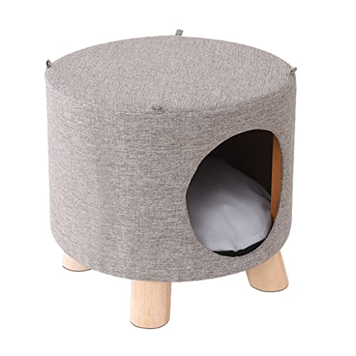 Katzenstreuhocker Für Den Innenbereich Geschlossene Katzenstreu Katzenbett Vier-Jahreszeiten-Haustierstreu(Color:Gray) von JingYi Store