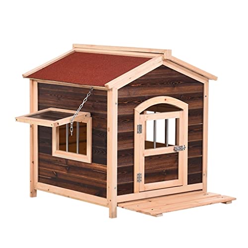 Regenfester Hundekäfig Im Freien Warme Hundehütte Im Freien Mittlere Und Große Hundehütte Haustierhütte Hundehütte Aus Massivem Holz(Color:Brown,Size:112 * 100 * 105cm) von JingYi Store