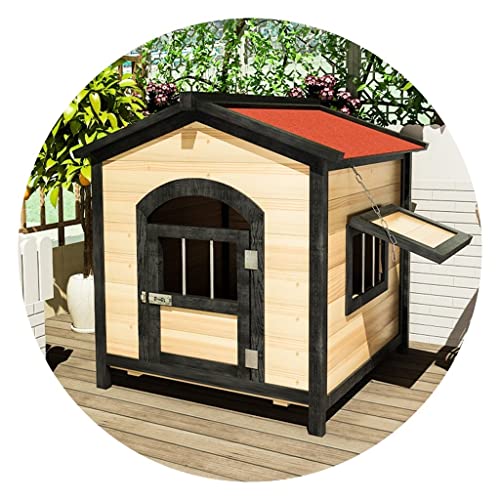 Regenfester Hundekäfig Im Freien Warme Hundehütte Im Freien Mittlere Und Große Hundehütte Haustierhütte Hundehütte Aus Massivem Holz(Color:Wood Color,Size:75 * 68 * 76cm) von JingYi Store