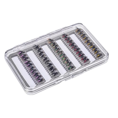 Fly Fishing Bait, Fly Fishing Lure Kit - 50x künstliche Fischköder mit Aufbewahrungsbox,Fly Hook für Forellenbass, Zubehör für Freizeitaktivitäten von Jingmiger