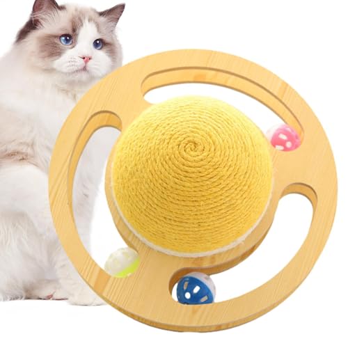 Jingmiger Sisal Cat Kratzkugel, Katzenkratzer Ball, Space Asteroiden Katzenkratzer für Innenkätzchen mit Bell, Haustierball für Kätzchen zum Spielen und Training, Unterhaltungsspiele von Jingmiger