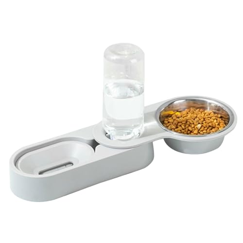 Wasser- und Futterspender für Katzen, Futterspender und Wasserspender für Katzen | 2-in-1 Futter- und Wasserspender,rutschfeste automatische Futterspender aus Edelstahl, Tierfutter- und Wasserspender von Jingmiger