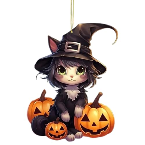 Weihnachtsbaum Katzen Anhänger, 4 Halloween-Ornamente in Katzenform, Auto-Rückspiegel-Aufhänger, Niedlicher Katze Anhänger Weihnachts Deko, Partyzubehör, Gastgeschenke von Jingmiger