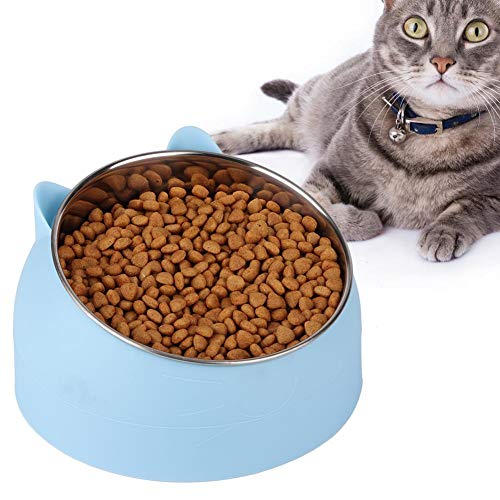 Jingyi Pet Bowl, ungiftig, rostfrei, 15 Grad Pet Tilted Feeder Futter Futter Schüssel Halsschutz für Cat Small Dog(Himmelblau) von Jingyi