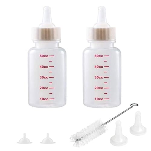 Fläschchen Set für Haustiere, 2 Stücke Aufzuchtflasche, Kleine Hunde Milch Feeder, Futterflasche für Welpen, Fütterungswerkzeug für kleine Haustiere für Kätzchen und Welpen von YULIAO