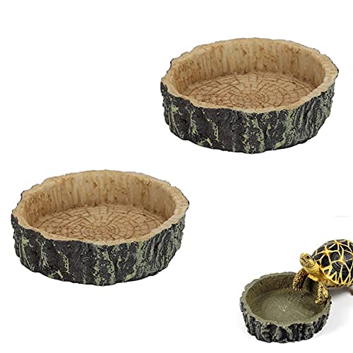 Reptile Näpfe, 2 Stück Futternapf Reptilien, Reptile Feeder Dish, Eidechsen Feeder, Food Bowl Rock, Futterteller für Amphibiengecko Schlange Eidechse Chamäleon Leguan Schlange von Jingying