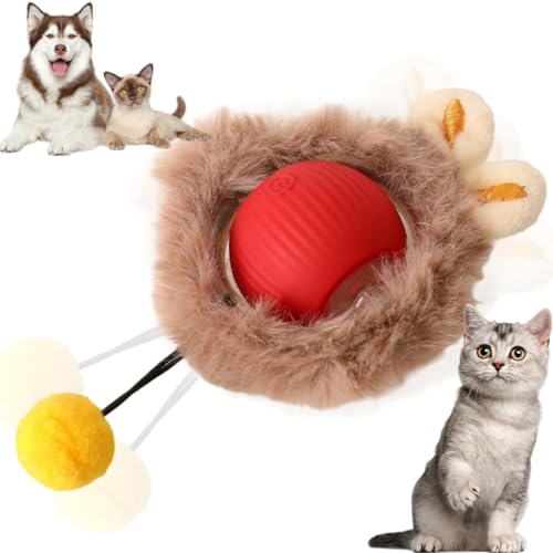 Chewie interaktives Spielzeug für Hunde und Katzen, interaktives Spielzeug für Katzen, automatisches 360°-Rollen, automatisches Katzenspielzeug, interaktiver Hundeball, Katzenball, Spielzeug, Rot von Jinjiar