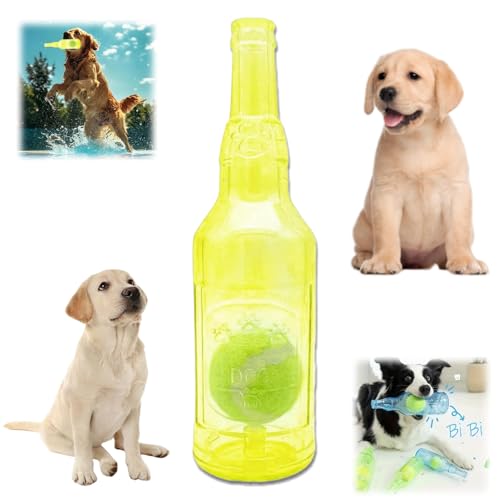 Crunch Play Bottle Toy,Bottle Toys for Dogs with Tennis Ball,Interactive Toys for Dogs,Squeaky Dog Interactive Play Toy,Ball in a Bottle Dog Toy,Water Bottle Dog Toy,Plastic Bottle Dog Toy,Yellow von Jinjiar