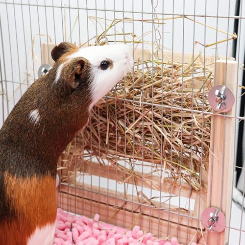 Meerschweinchen Heu Futtertrog Holz Kaninchen Futterspender Heu Halter Käfig Zubehör für Meerschweinchen Kaninchen Häschen Chinchillas von Jinkoozz