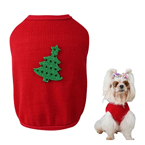 Jinmen Weihnachts-Hundebaum-Pullover - Strickwaren Weihnachtsbaum Hundeweste | Warme Haustier-Weihnachtskleidung, gestricktes Winter-Weihnachtsbaum-Muster, Feiertags-Sweatshirt von Jinmen