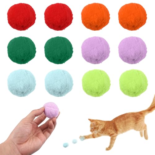 12 Stück Filzbälle für Katzen, 4 cm Katzenspielzeug Ball, Katzenbälle aus Filz, Filzbälle Katzen, Katzenspielzeug Bälle, Interaktives Katzenspielzeug Katzenball, für Hauskatzen, Innen (6 Farben) von Jinsion