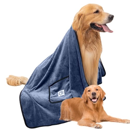 Hunde-Badetuch – Trockenes Haustierpflegetuch, superweiches Hundebadetuch mit Handtasche, saugfähiges und schnell trocknendes Handtuch von Jinyilwn