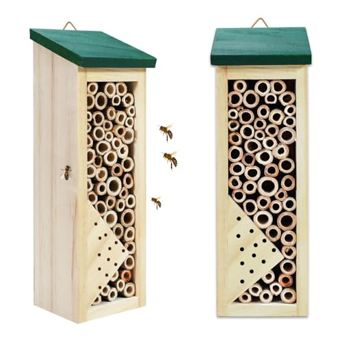 Bienenhaus aus Holz für Outdoor-Dekoration, hängende Insektenhotels, Bienenhäuser zur Bestäubung von Bienen, 2 Stück von Jinzhenhong