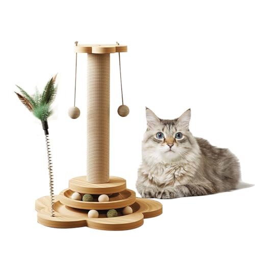 Kratzbäume aus Holz, Katzenbaum, mit interaktivem Katzenspielzeug, einfache Installation, Katzenturm für kleine Katzen (46 cm) von Jinzhenhong