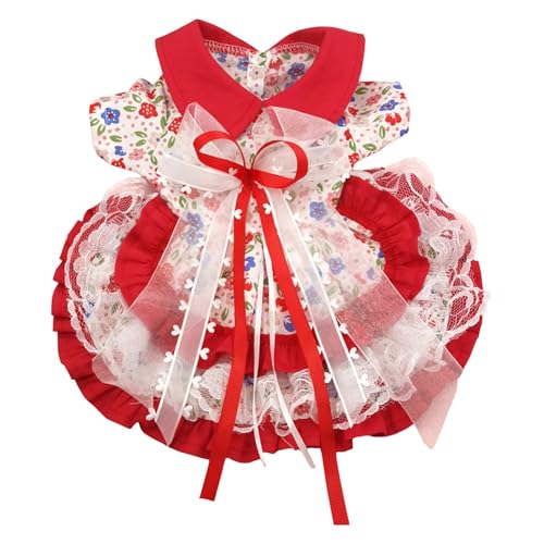 2023 Neues Katzenprinzessinnenkleid im Lolita-Stil, Weihnachtskleidung für Hunde, geeignet für kleine und mittlere Größen Haustier Katze Hundepullover (Red, XL) von Jipersuo