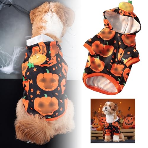 Halloween Haustierkleidung für Hunde und Katzen Kürbis Sweatshirts Halloween Party Supplies Netter Haustier Welpen Katze Warmer Pullover (A, L) von Jipersuo