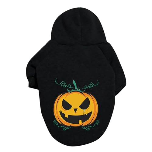 Halloween Kürbis Hundepullover Haustierpullover Haustierkleidung Teddy Hundekostüm Wintermäntel für kleine Hund (Black, M) von Jipersuo