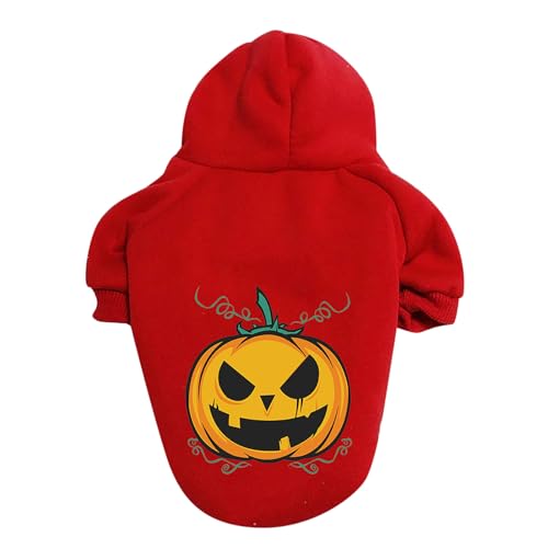 Halloween Kürbis Hundepullover Haustierpullover Haustierkleidung Teddy Hundekostüm Wintermäntel für kleine Hund (Red, XXXXL) von Jipersuo