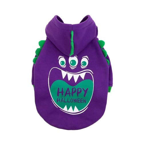 Halloween-Sweatshirt mit zweibeinigem Kapuzenpullover mit Haustierdruck und Kleiner Roboterschnalle für Hunde und Katzen Haustier Kleidung (Purple, S) von Jipersuo