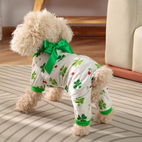 Haustier-Hundekostüm St. Patrick's Day Sommer Niedlicher Vierbeiner-Bauch-Schlafanzug Haustierbedarf Hund Vierbeiner-Bauch-Schlafanzug St. Patrick's Day Haustierkostüm Kleine und Baumwolle (A, M) von Jipersuo