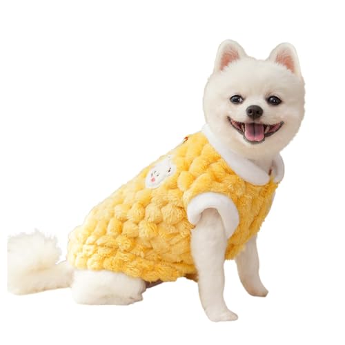 Haustierkleidung für kleine Hunde, Winter-Hundehoodie Fleece mit Loch für das Geschirr, warme Herbstbekleidung für Welpen Spielzeugrassen Haustier Katze Hundepullover (Yellow, XS) von Jipersuo