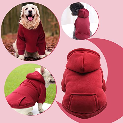 Hunde Kostüme Hundebekleidung Pullover Junge mit Tasche, Winter, warmer Pullover, Hunde, , Fleece, Hund für kleine Kleidung, mittelgroßes – Welpen-Hoodie, Haustierkleidung Haustier Katze (Red, S) von Jipersuo