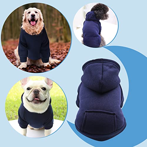 Hunde Mantel Warme Jacke Warm mit Tasche – Hoodie für Jungen, Hundekleidung, mittlerer Fleece-Pullover, Welpen, Hunde, für kleine Winter-Haustierkleidung Haustier Kleidung (Navy, XS) von Jipersuo