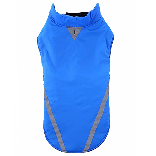 Jipersuo Chihuahua Kleidung Hunde Baumwolle Verstellbarer Klettverschluss Große Kleidung Reflektierende Haustier-Hundejacke Haustierkleidung Jacke wasserdichte Kleidung (Blue, L) von Jipersuo