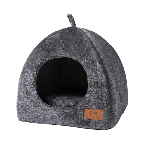 Jipersuo Dreieckiges Katzenbett für den Winter, warmes Plüschbett, weiches Plüschbett, beruhigendes Bett SchlafhöHle FüR Hunde (Grey, One Size) von Jipersuo