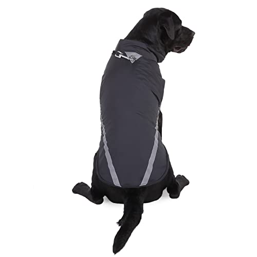 Jipersuo Haustier Winter Warmer Mantel mit Geschirr Klettverschluss-Jacke Haustierkleidung Baumwolle Reflektierende Hundegroße verstellbare Haustierkleidung Wintermäntel für kleine Hund (Black, XXL) von Jipersuo