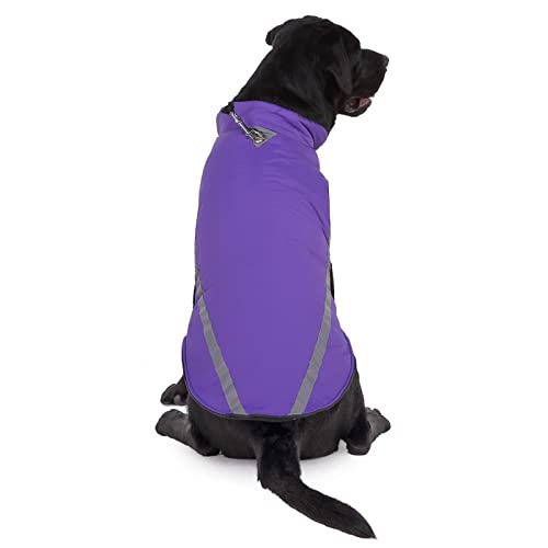 Jipersuo Haustier Winter Warmer Mantel mit Geschirr Klettverschluss-Jacke Haustierkleidung Baumwolle Reflektierende Hundegroße verstellbare Haustierkleidung Wintermäntel für kleine Hund (Purple, L) von Jipersuo