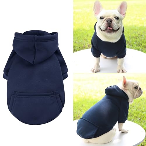 Jipersuo Hund Mantel Warme Jacke Winter Pullover Denim Tasche Zweibeinige Kleidung Sport Stil Haustier Kleidung Hund Katze Kleidung Heimtierbedarf Wintermantel Hund Wasserdicht (Navy, S) von Jipersuo