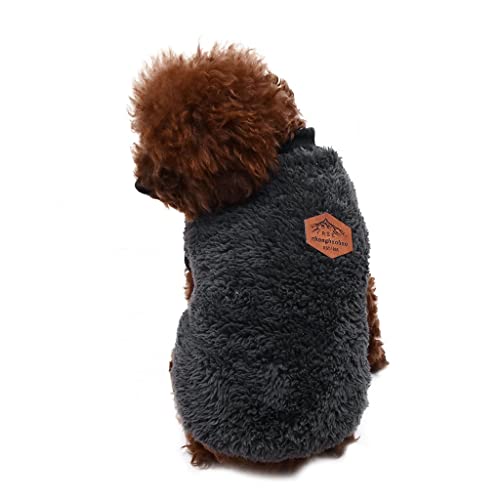 Jipersuo Hunde Warm Hoodies Mantel Kleidung Pullover Haustierkleidung, Hunde- Katzenkleidung Plus -Haustierkleidung, doppelte Fleeceweste Welpen Jacken Warm (Dark Gray, M) von Jipersuo