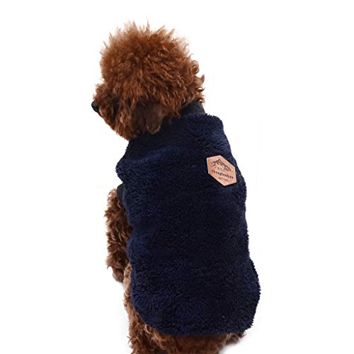 Jipersuo Hunde Warm Hoodies Mantel Kleidung Pullover Haustierkleidung, Hunde- Katzenkleidung Plus -Haustierkleidung, doppelte Fleeceweste Welpen Jacken Warm (Navy, S) von Jipersuo