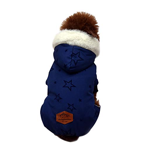 Jipersuo Hundemantel Wintermantel Kleidung Hund Katze Hoodied Plus Polyester Kleidung Sweatshirts Haustier Haustierkleidung Haustier Katze Hundemantel warme (Blue, L) von Jipersuo