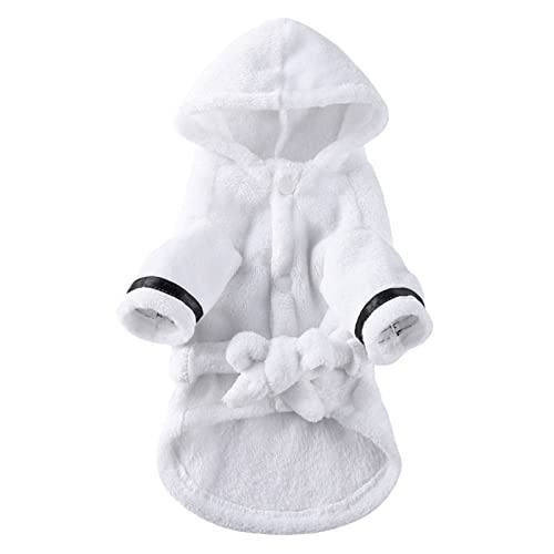 Jipersuo Hundepullover Weihnachten Hotel Schlafanzüge Heimtiere Kleidung Bademantel Handtuch Bademantel Katze Heimtiere Bademantel Tierkleidung Haustier Katze Hundemantel (White, L) von Jipersuo