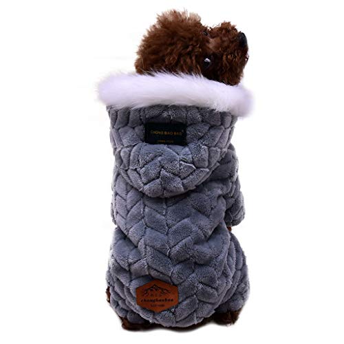 Jipersuo Katzen Kleidung Winter Haustier Pullover Katze Haustier-Bekleidung Polyester Kapuzen-Sweatshirts Hunde-Katzen-Kleidung Plus Haustier-Wintermantel mit Geschirr (Grey, L) von Jipersuo