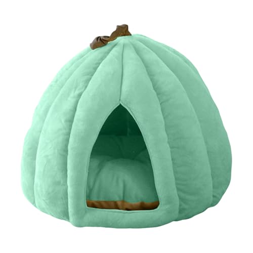 Jipersuo Kürbis Katzenbett Halloween Kürbis für Katze vor dem Schlafengehen Halloween Hundebett Warmes Schlafbett Welpe für Katzen Kleine Hunde KatzenzubehöR Indoor (Light Green, 35x35x30cm) von Jipersuo