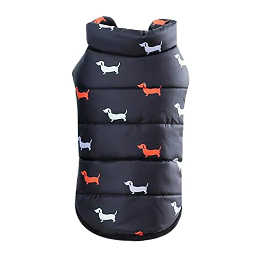 Jipersuo Rollkragen Pullover Haustierkleidung Hundekleidung Baumwollkleidung Weste Winter Warme Britische Baumwolle Teddy Warme Daunenjacke Hundemantel Kleine Haustier Hund Mantel Jacke (Black, L) von Jipersuo