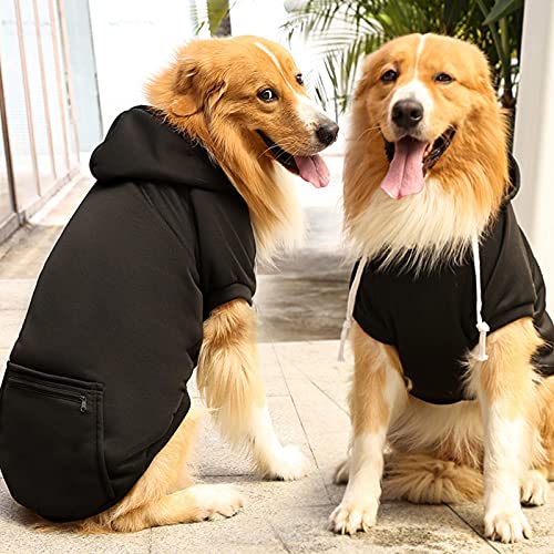 Jipersuo Winter Warmen Rollkragen Hunde Haustier- Winter-nettes Fleece-Reißverschluss-Taschen-Sweatshirt Schwarze Oberteile Haustier-Katzen- Hunde-Kapuzenpullis Warme Haustierkleidung (Black, XXXXXL) von Jipersuo