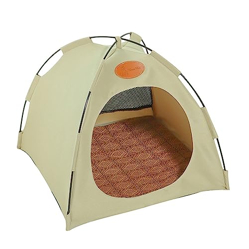 Katzenzelt für Hunde, faltbar, geschlossenes, atmungsaktiv, waschbar, für den Innen- Außenbereich, Hausbett-Zelt mit Doppelkissen Unterschlupf FüR Katzen DraußEn (Beige, One Size) von Jipersuo