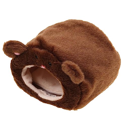 Kleines Tierhaus, kleines Haustier-Hamster-Hängebett-Haus, niedliches Winter-warmes Fleece-Igel-Bett-Haus, Käfig-, Hamster-Zubehör HundehüTte Indoor (Brown, One Size) von Jipersuo